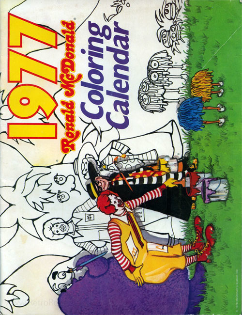 Ronald McDonald 1977 Coloring Calendar